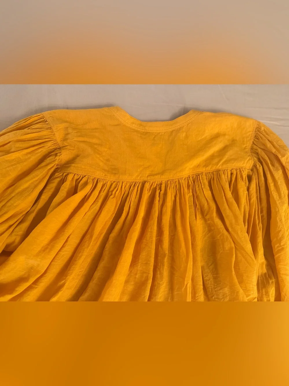 Madewell Pollen Yellow Balloon Puff Sleeve Voile Peasant Top Medium